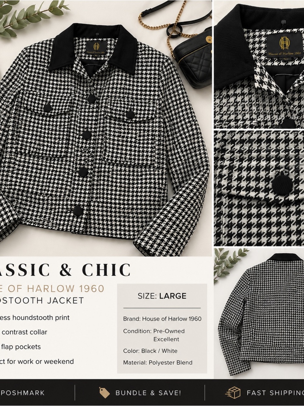 House of Harlow 1960 Black & White Houndstooth Kids Jacket
